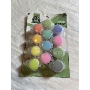 Acrylic Paint Pot Set 12 Color with Paintbrush Arts Crafts Supply